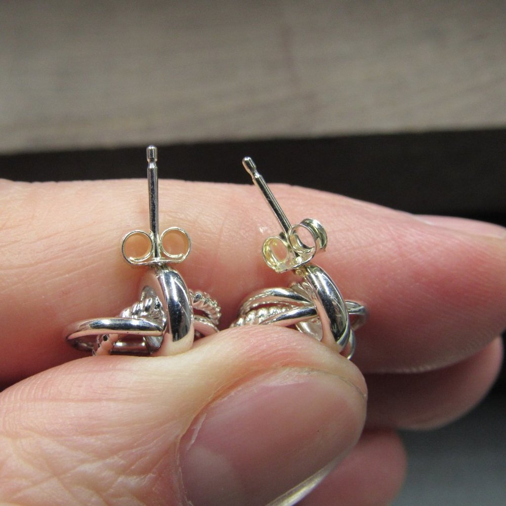 Sterling Small Textured Circle Dangle Earrings - image 3